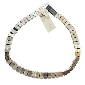 Chico's Retro Style Stretch Belt Womens Size M/L Silver Archaic Hieroglyphic NWT